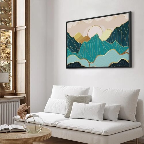  Slika - Green Pastures (1 Part) Wide 60x40 U crnom drvenom okviru Slike
