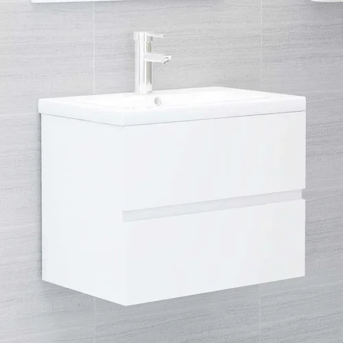 Ormarić Omarica za umivalnik z vgradnim umivalnikom visok sijaj bela, (20716571)