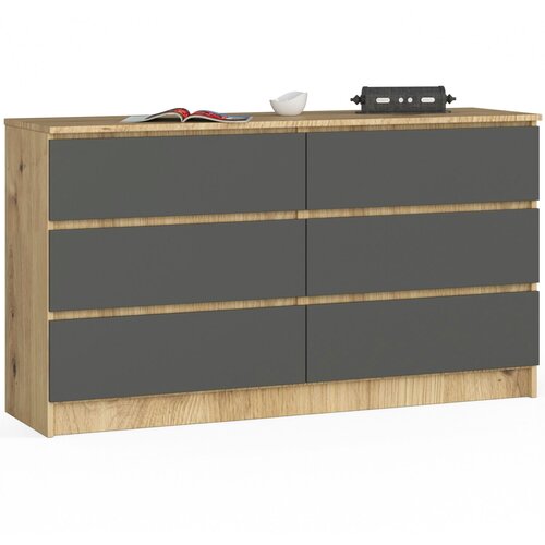 AKORD KOMODA K140 6SZ CLP OAK ARTISAN / SIVA, (21703030) Slike