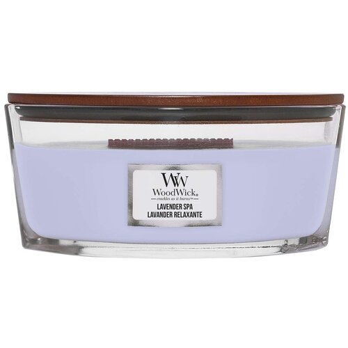 WoodWick mirisna sveća E Lavanda spa Miris meseca 76492E, ljubičasta Slike