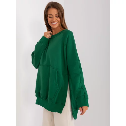 Fashion Hunters Dark green hooded sweatshirt with insulation