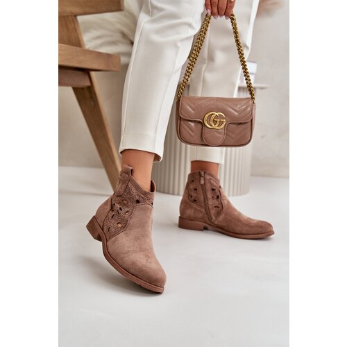 S. BARSKI Women's Cutout Ankle Boots With Zip Brown S.Barski Cene