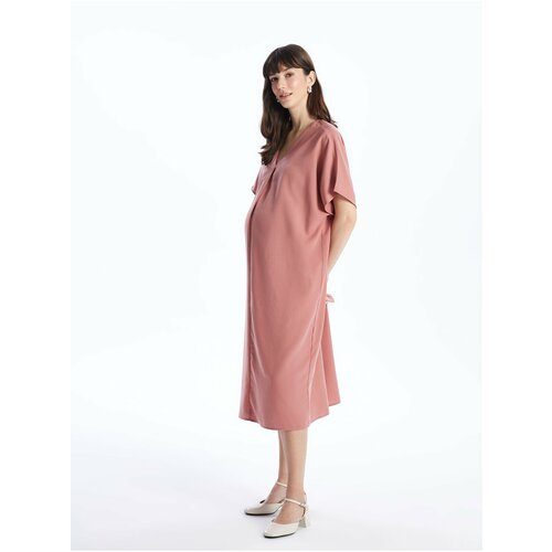 LC Waikiki V-Neck Straight Short Sleeve Oversize Maternity Dress Cene