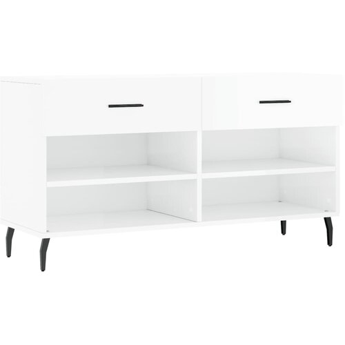 Maison Chic Regal za čevlje - Polica za čevlje visok sijaj bel 102x35x55 cm inženirski les, (21776505) Slike