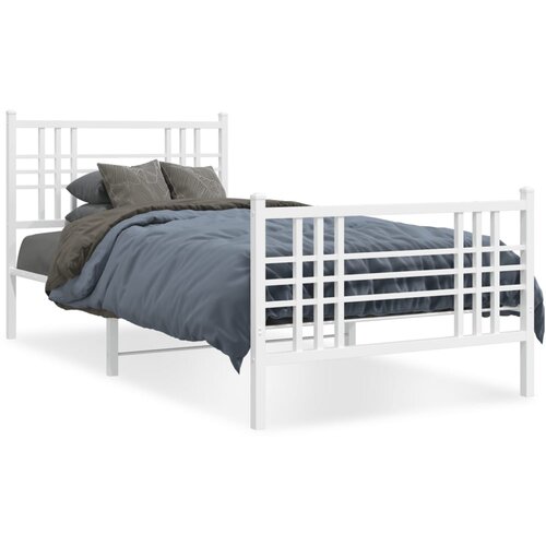 vidaXL Metalni okvir kreveta uzglavlje i podnožje bijeli 100x190 cm Cijene