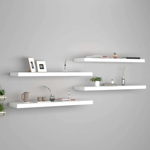 vidaXL plutajuće zidne police 4 kom bijele 90 x 23,5 x 3,8 cm MDF Cene