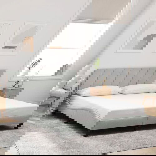 VidaXL Okvir za krevet bez madraca svjetlosivi 140x200 cm bar&amp;scaron;unasti Slike