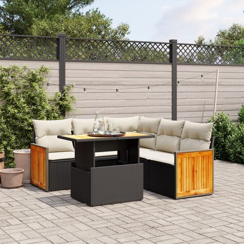 vidaXL 6-dijelni set vrtnih sofa s jastucima crni od poliratana Cijene
