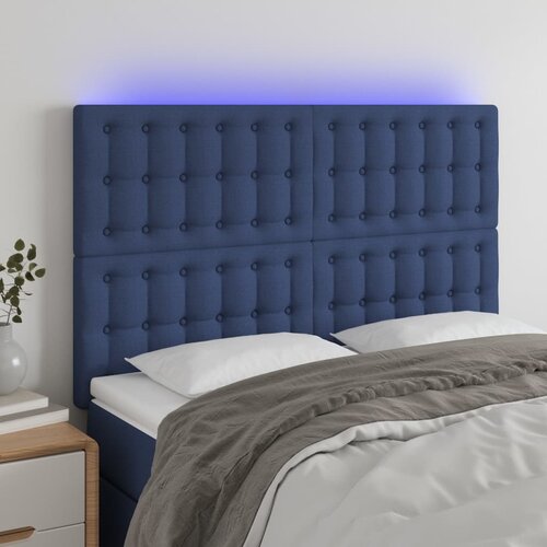  LED uzglavlje plavo 144x5x118/128 cm od tkanine Slike