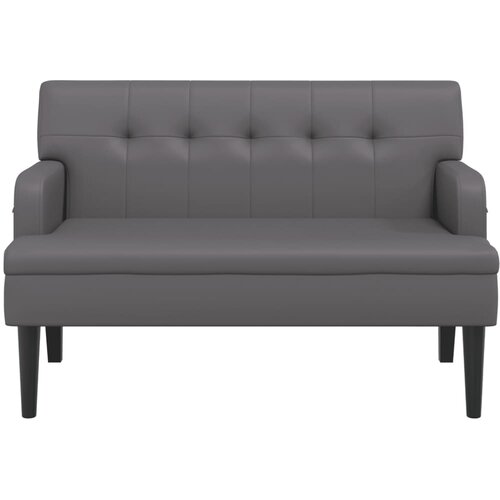  Klupa s naslonom siva 112 x 65,5 x 75 cm od umjetne kože Slike