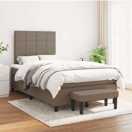  Box spring postelja z vzmetnico taupe 120x200 cm blago, (20883955) Slike