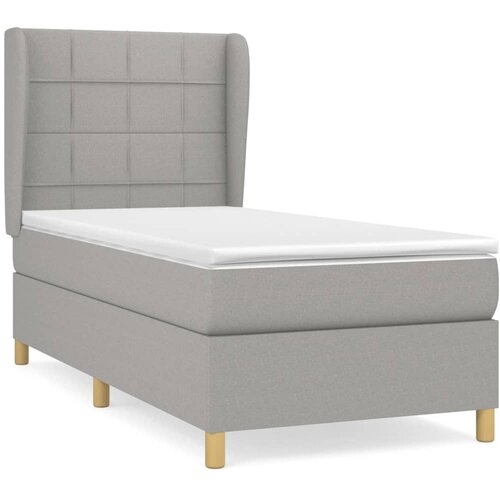 VidaXL Box spring postelja z vzmetnico svetlo siva 90x200 cm blago, (20790684) Slike