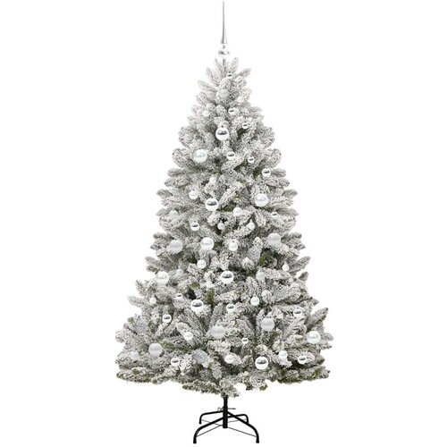 VidaXL Umjetno božićno drvce Zelena i bijela 180 cm PVC i metal Slike