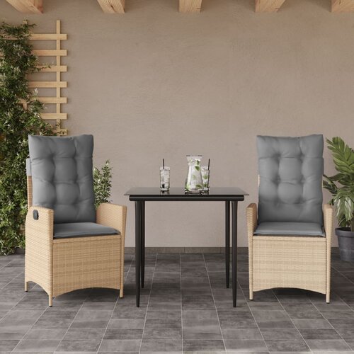  3-dijelni vrtni blagovaonski set od poliratana s jastucima bež 80 x 80 x 74 cm Cene