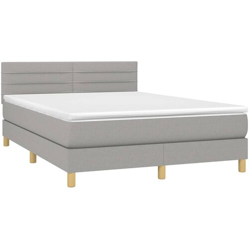  box spring s madracem LED svjetlosivi 140x190 cm tkanina Slike