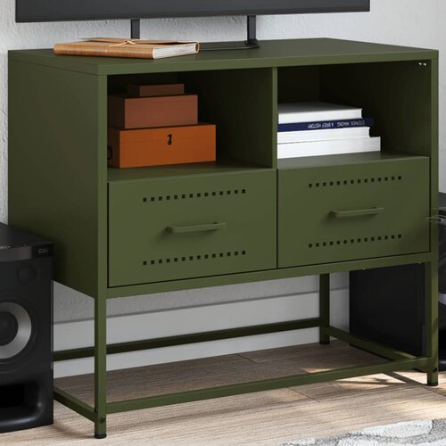 VidaXL TV omarica olivno zelena 68x39x60,5 cm jeklo Slike