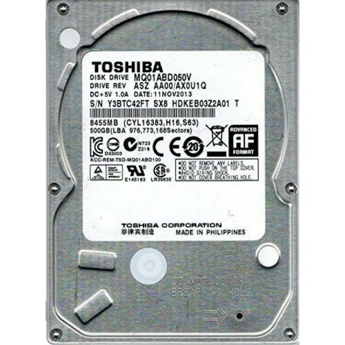 Toshiba HDD 2.5 500GB MQ01ABD050V 5400RPM 16MB 9.5mm SATA 1699.. Refurbished 2y Slike