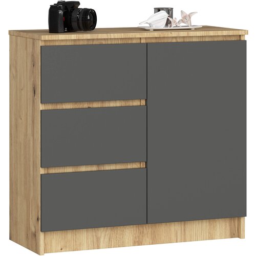AKORD KOMODA K80 JERRY 1D 3SZ PK DĄB ARTISAN / GRAFIT SZARY, (21703228) Cene