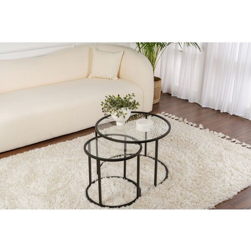 Hanah home Aurum - 60, 42 - Black, Transparent BlackTransparent Coffee Table Set Cene
