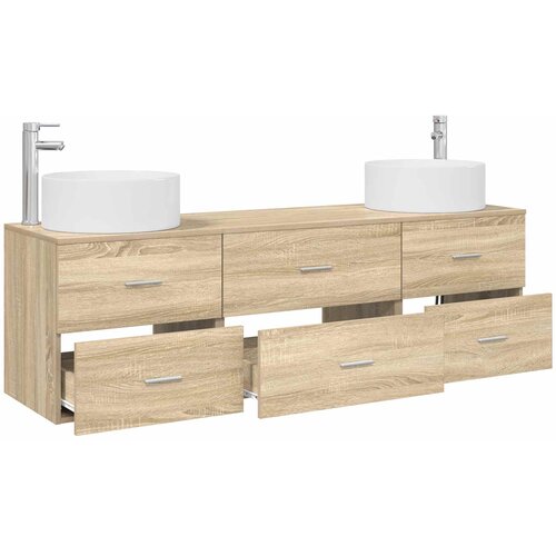  Set namje&amp;scaron;taja za kupaonicu 3 kom. Hrast sonoma Smeđa 49,5 x 44,5 x 65,5 cm Slike