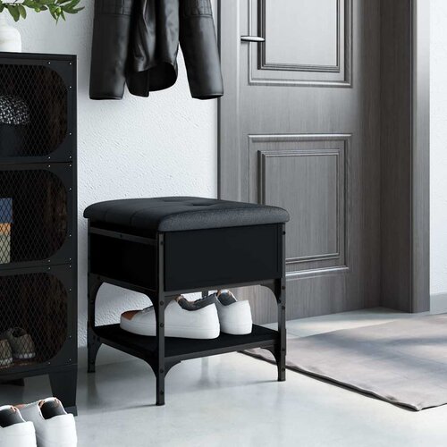  Klupa za cipele crna 42 x 42 x 45 cm od konstruiranog drva Slike