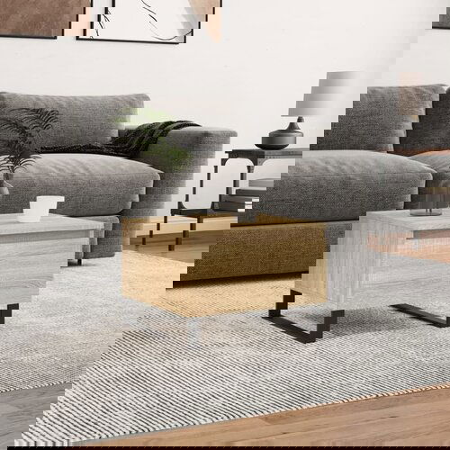 VidaXL Klubska mizica sonoma hrast 50x46x35 cm inženirski les Slike