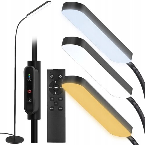  LED gibljiva talna svetilka 198cm 6-stopenjska + daljinski upravljalnik črna Slike
