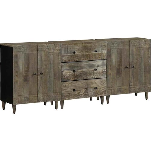 vidaXL 3 kosi kredence svetlo siva 60x33,5x75 cm masivni les Mango Cene