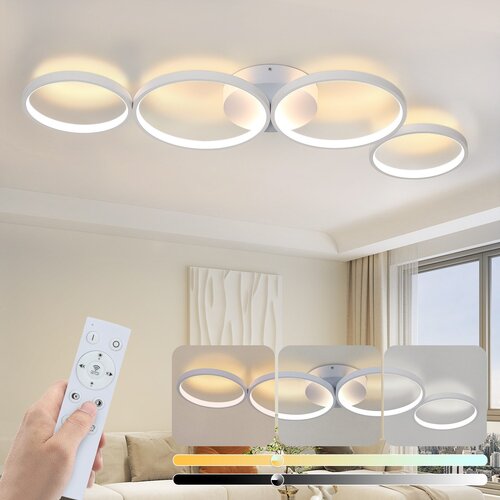 Nettlife LED stropna svetilka 100 cm zatemnljiva 4 obroči moderna 56 W bela osvetlitev z daljinskim upravljalnikom, (22111356) Cene