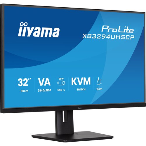 Iiyama ProLite XB3294UHSCP-B1 31.5&amp;quot; UHD ravni VA Panel, 60Hz, 3840x2160 16:9, 2ms (GtG), USB-C (DP,PD 95W), KVM Slike