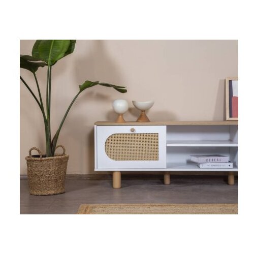 Hanah home Hanah Kućna TV komoda Bohem, 55x180x41 cm, Bijeli hrast Cene