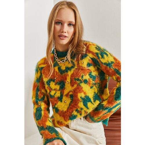 Bianco Lucci Women's Shard Pearl Stone Embroidered Knitwear Sweater Cijene