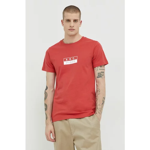 Solid Pamučna majica boja: crvena, s tiskom