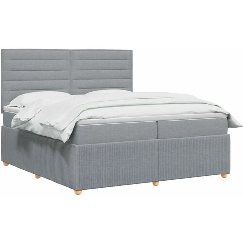  Boxspring krevet s madracem Svjetlosiva 200 x 200 cm Tkanina - Svjetlosiva 200 x 200 cm Dizajn linija Slike