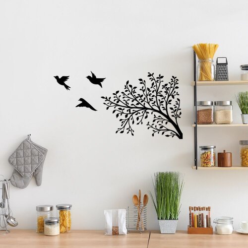 Wallity Zidna dekoracija Birds From The Branch-496, 37x70 cm, 1.5 mm, Crna Cene