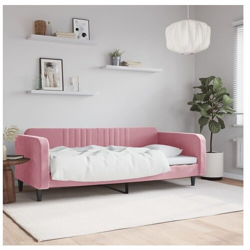 vidaXL Raztegljiva postelja roza 100x200 cm žamet Cene