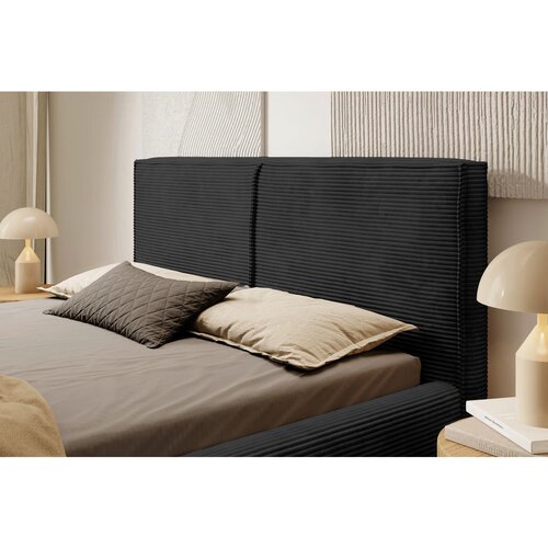 MID.YOU OBLAZINJENA POSTELJA 180 cm x 200 cm , les, tekstil, leseni material barve grafita Slike