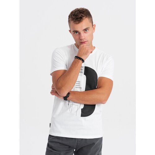 Ombre Men's printed cotton t-shirt - white Cijene