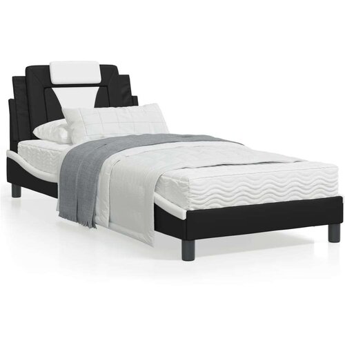  Posteljni okvir z vzglavjem črn in bel 80x200 cm umetno usnje, (21081608) Cene