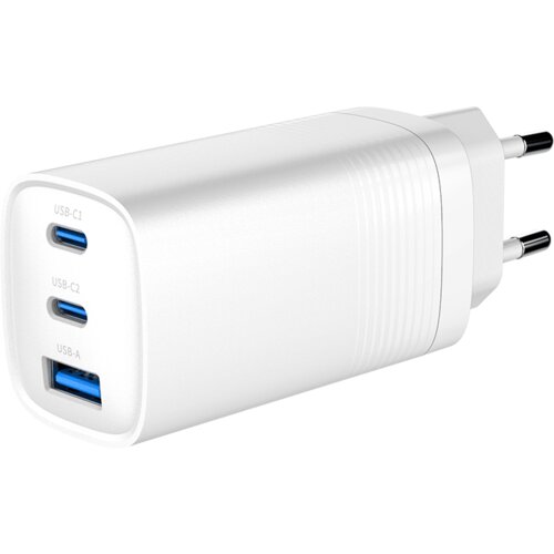  Punjač 2xType-C + 1x-A fast charger, 65W PD, white GEMBIRD, TA-UC-PDQC65-01-W Cijene