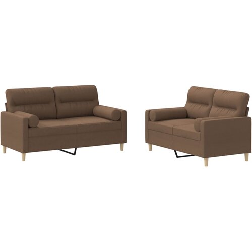  2-dijelni set sofa s jastucima smeđi od tkanine Slike