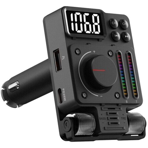  fm transmiter MT01, treble and bass control, pd 30W, usb 12W, bt 5.3, rgb Slike