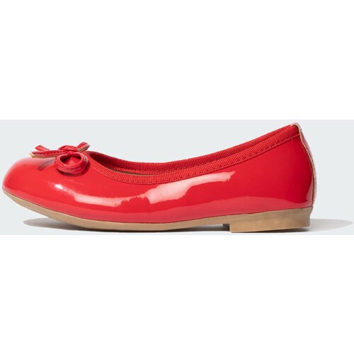 Defacto Girl's Flat Sole Red Faux Leather Patent Leather Flats Slike