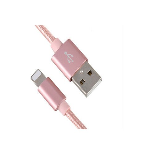 X Wave USB kabl/USB 2.0(tip A)- LIGHTNING(iPHONE kompatibilni)/dužina 2m/3A/Aluminium/roze zlatni upleteni ( USB za iPhone 2m 3A Al /rose go USB za iPhone 2m 3A Al /rose gold mesh Slike