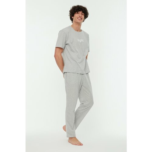 Trendyol Pajama Set - Gray - Plain Cene