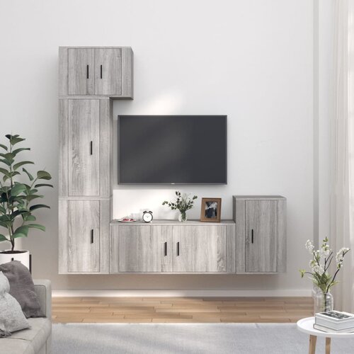  5-dijelni set TV ormarića sivog sonome konstruirano drvo Slike
