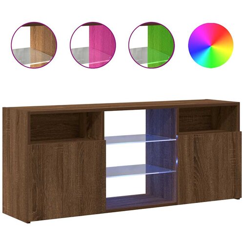 Maison Chic TV omarica - TV stojalo - Televizijska omarica z LED lučkami rjav hrast 120x30x50 cm, (21698998) Cene