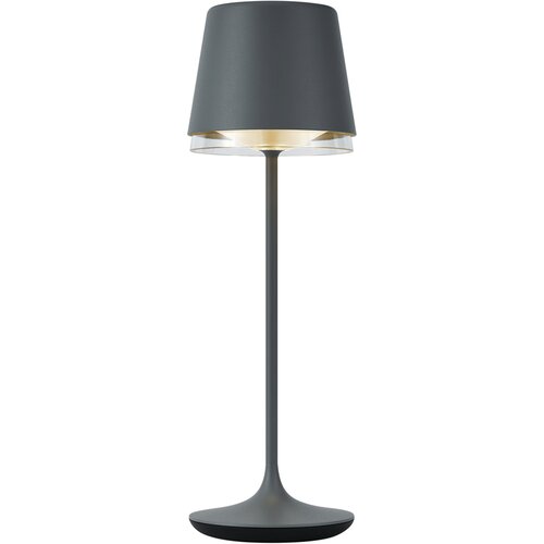 QAZQA Professional Namizna svetilka temno siva vklj. LED IP65 polnilna s polnilno postajo - Bass Slike