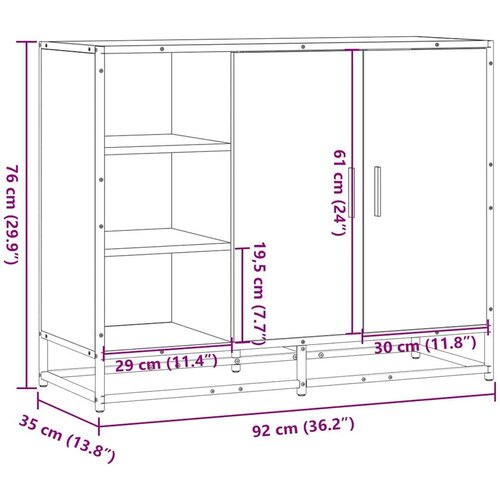 VidaXL Komoda dimljeni hrast 92x35x76 cm konstruirano drvo Slike