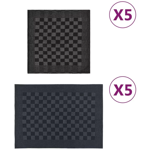 vidaXL Set ručnika od 10 komada crno-sivi pamučni